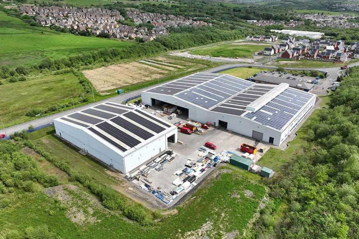 Aereal view of a commercial warehouse