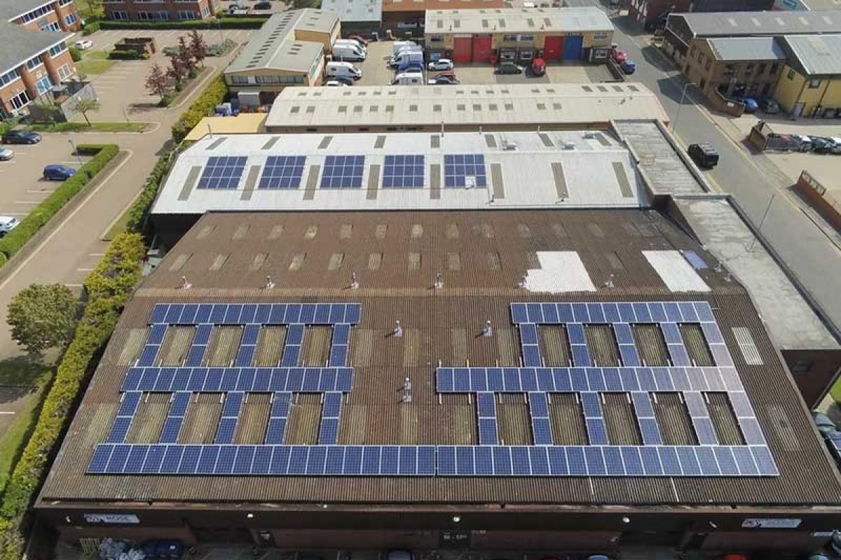 Top view of a commercial warehouse